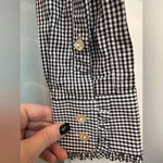 Peter Millar  Black White Checkered Button Down Ruffle Collar Sleeve Blouse XS Photo 6