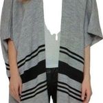 Cupcakes and Cashmere  Striped Poncho Gray Size L Bohemian Minimalist Coastal Photo 0