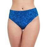 New Profile by Gottex Blue Floral Mehndi Mid Rise Swim Bikini Bottoms Size 14 Photo 0