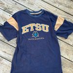 Old Varsity Brand Vintage ETSU Buccaneers Navy and Tan T-Shirt Photo 1