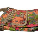 Sakroots  Orange Floral Print Crossbody Messenger Flap Purse Bag Coated Canvas Photo 4