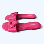 Larroudé Floral Flat Slide Sandals Hot Pink Leather Women’s Size 8 Chic Feminine Photo 8