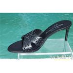 Donald Pliner  Black Nappa Leather Shoe Criss Cross Slide Sandal $235 NIB Photo 2