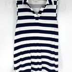 Belyn Key Split Neck Sleeveless Top Navy and White Stripes Size Medium Blue Photo 0