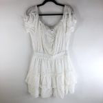 AQUA Swim Cotton Peasant Cover Up Dress Eyelet Cotton White M Photo 3