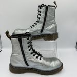 Dr. Martens  1460 Silver Crackle Metallic Combat Boots Y2K Punk Rave Festival Alt Photo 1