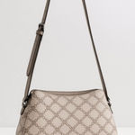 Nine West Womens Grey 9 LOGO Geometric Print Multi Compartment Bag Luxurious Photo 0