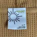 Offline By Aerie Waffle Knit Hoodie Women S Tan Long Sleeve Crop Pullover Lounge Brown Photo 5