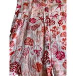 Sigrid Olsen 100% Linen Shirt Dress Size Small Red White Shell Ocean Print Photo 4