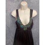 Moa Moa  Brown Beaded V Neck Tank Top Tunic Women's Size M Photo 2