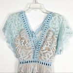 L'ATISTE L’ATISTE Aqua Lace Lined Lattice Detailing Short Sleeves Low V-Neck Romper Small Photo 9