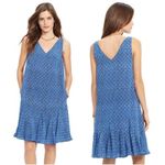 Ralph Lauren LAUREN Geo Tile Print Indigo Sky V-Neck Flutter Hem Dress Size 4 Photo 8