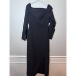 Kay Unger Black Midi Dress Split Sleeve Slit On Leg Sz 4 NEW Photo 5