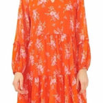 Vince Camuto  Orange Floral Tiered Mini‎ Dress Size Large Photo 0
