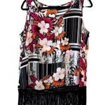 Zac & Rachel Abstract Floral Fringe Tank Top Sz M Women’s Hawaiian Black Size M Photo 8