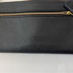 Fossil  Fiona Tab Clutch Black Leather Wallet w/ Gold Hardware Photo 3