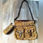 VTG Rossetti Boho Crossbody Satchel Bag Suede Medium Matching Coin Purse Brown L Photo 0