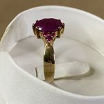 Vintage 10K Gold Oval Ruby Ring with Faceted Round Ruby Accents Cocktail Sz 9 Photo 3