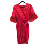 Hollywoodland Red Velvet Fifth Avenue Wrap Wiggle Dress Faux Fur Trim V Neck 2XL Size undefined Photo 2