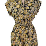 La Vie Rebecca Taylor Size S Serena Fleur Yellow Short Cotton Romper Floral Photo 0