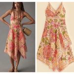 Farm Rio  Blooming Floral Crochet Embroidered Eyelet Pink Midi Dress Sz S Tiered Photo 2