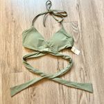 Aerie Wrap Halter Bikini Top in Olive Green Size XS NWT Photo 3