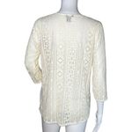 Eddie Bauer Shirt Women Small Cream Sheer Lace Top Embroidered Mesh Feminine Photo 3