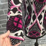 Tory Burch  Dabney Cardigan Sweater 100% Wool Ikat Print Black Pink Size Small Photo 4