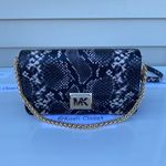 Michael Kors MK Sonia Medium Snake Embossed Shoulder Bag - Black Photo 1