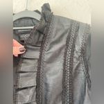 Moda International Women’s Black Genuine Leather Cropped Ruffle Jacket; size M Size M Photo 4
