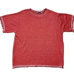 ZARA Womens Red Orange Textured Knit Sweater with Metallic Thread Size M Photo 2