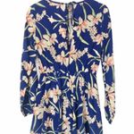 Peach Love California Peach Love Boutique Blue Floral Long Sleeve Wrap V-Neck Romper S Photo 2