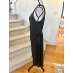 Quince  Black Soft Tencel Wrap Square Neck Sleeveless Midi Dress Photo 2