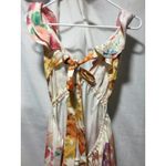 Floral Maxi Dress Ruffle Neck Sleeveless Tie Back Cottagecore Wedding Guest L Tan Size L Photo 2