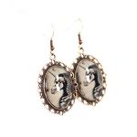 Handmade Gothic Victorian "Ethereal Bones" Gothic Skeleton Unicorn Cameo Earrings Photo 2