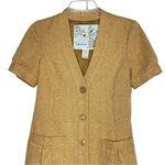 Anthropologie Tabitha  Mustard Yellow Tweed Short Sleeve Blazer Jacket 6 Photo 3