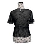 American Rag  Black Mesh Sheer Embroidered Peplum Top M Witchy Goth Dark Coquette Photo 4