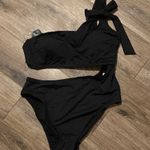 Shade & Shore New Elegant Black One-Shoulder Swimsuit  Size Medium Photo 0