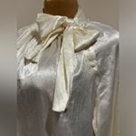 Pat Spratt Cream Satin Vintage High Neck Buttons Tie In Front.Wide Sleeves Sz 16 Photo 1