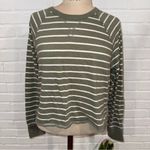 Aerie  Olive Cropped Striped Long Sleeve Tee Photo 4