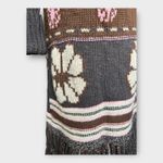 Lucky Brand Vintage Y2K Lucky Maxi Chunky Knit Wool Sweater Coat w/ Fringe – Brown S/M Boho Photo 10
