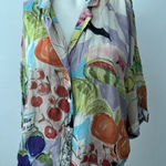 ZARA  Fruit Theme Printed Short Sleeve Button Down Slouchy Cropped Blouse Size S Photo 0