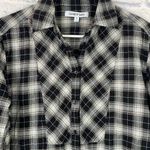 Elizabeth and James  black plaid long sleeve button down small Photo 1
