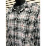 Rue 21  Plaid Flannel Pink/Black/White Button Up Long‎ Sleeve Shirt Size Small Photo 1