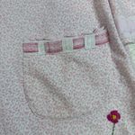 Aria  Pink Floral‎ Embroidered Cotton Robe Small 3/4 Sleeve Pockets Button Front Photo 2