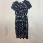 Shoshanna  Paulina black floral lace illusion embroidered sheath cocktail dress 0 Photo 6