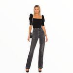 frame denim FRAME Betty Knitted Black Noir Square Neck Ruched Puff Sleeve‎ Top Size L Photo 7