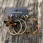Tortoise Shell and Gold Hoop Earring Set Brown Photo 0