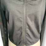 Fabletics Demi Lovato x Black Mesh Sleeve Zip Front Mock Neck Cropped Jacket Photo 3