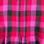 PINK - Victoria's Secret  Shirt Dress Hot Pink Flannel Plaid Tunic XS Rhinestone Photo 5